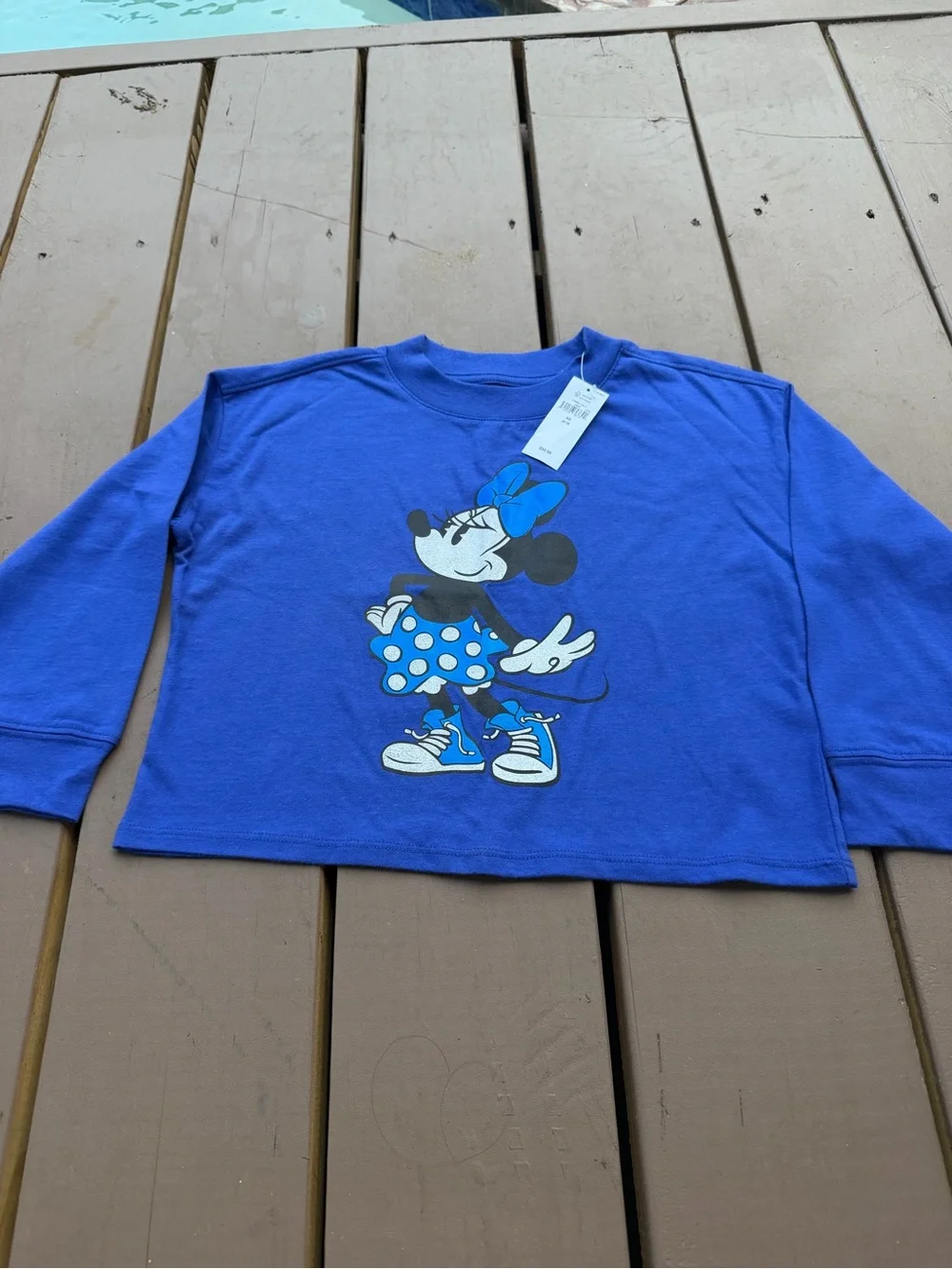 New with tag Blue GAP Disney Minnie Mouse Kids Long-Sleeve Top - Size XS (4/5)